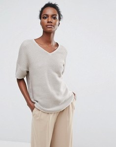 Трикотажный джемпер с короткими рукавами Selected Femme - Серый