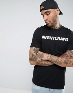 Свободная футболка с принтом Nightcrawl ASOS - Черный