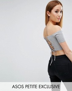 Боди со шнуровкой на спине ASOS PETITE - Серый