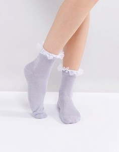 Носки с отделкой из органзы и искусственного жемчуга ASOS - Фиолетовый