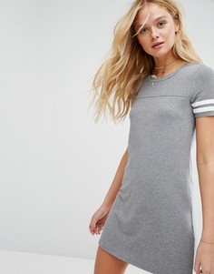 Платье-футболка с контрастными полосками на рукавах Hollister - Серый
