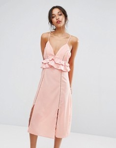 Платье миди с оборками Boohoo - Розовый