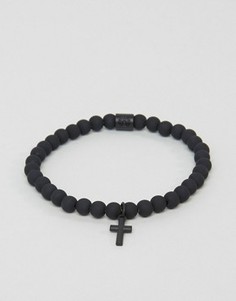 Черный узкий браслет с крестом Chained &amp; Able - Черный