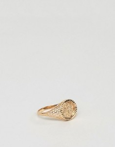 Золотистое кольцо на мизинец с гравировкой соверена Chained &amp; Able - Золотой