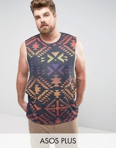Футболка без рукавов с ацтекским принтом ASOS PLUS - Мульти