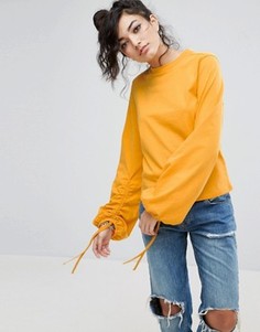 Топ со сборками на рукавах ASOS - Желтый