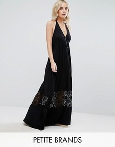 Платье макси с кружевной вставкой Boohoo Petite - Черный