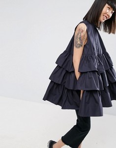 Oversize-рубашка без рукавов с оборками ASOS WHITE - Темно-синий