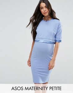 Двухслойное платье с атласной отделкой ASOS Maternity PETITE - Синий