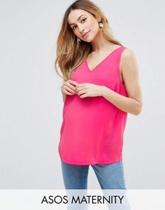 Топ для беременных с V-образным вырезом спереди и сзади ASOS Maternity - Розовый