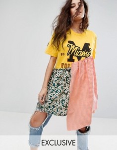Платье-футболка в университетском стиле Reclaimed Vintage Inspired - Мульти
