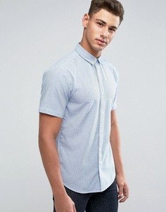 Узкая оксфордская рубашка в полоску с короткими рукавами Only &amp; Sons - Темно-синий