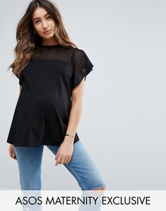 Топ с сетчатыми вставками ASOS Maternity - Черный