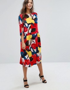 Платье с цветочным принтом и юбкой в складку Orion Connie - Мульти