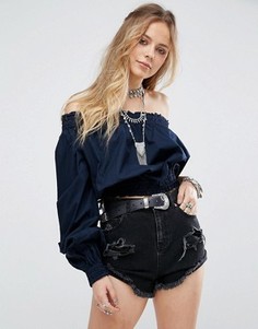 Блузка с одним рукавом Free People Annabelle - Синий