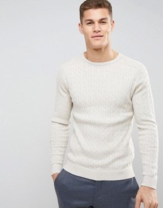 Хлопковый джемпер с круглым вырезом Selected Homme - Белый