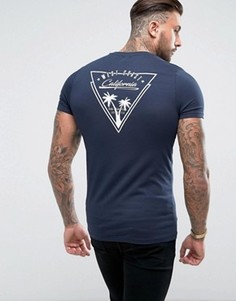 Обтягивающая футболка с принтом West Coast California ASOS - Темно-синий