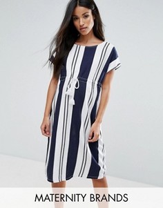 Mamalicious Striped Shift Dress With Drawstring Detail - Мульти Mama.Licious