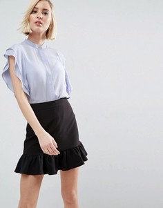 Блузка с оборками на плечах ASOS - Синий