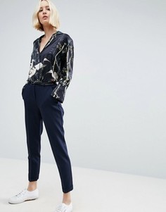 Брюки-сигареты с поясом ASOS - Темно-синий