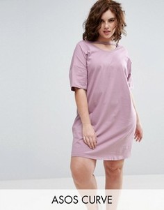 Платье-футболка с вырезом ASOS CURVE - Фиолетовый