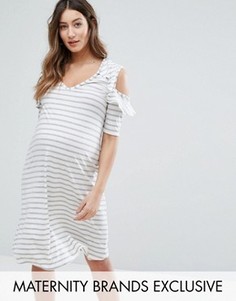 Платье в полоску с вырезами на плечах Bluebelle Maternity - Мульти