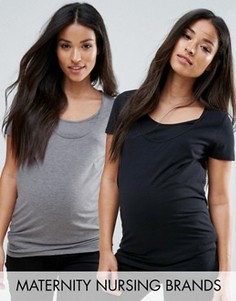 2 базовых топа с короткими рукавами Mama.licious - Мульти