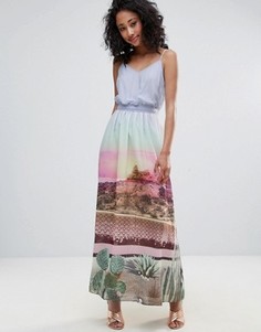 Платье макси с принтом и поясом Uttam Boutique - Мульти