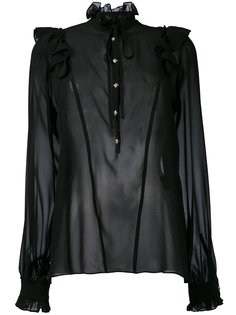 sheer ruffle neck blouse John Richmond