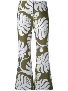 floral flared cropped trousers Jucca