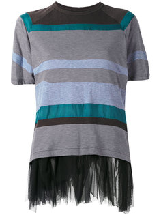 striped mesh trim top Kolor