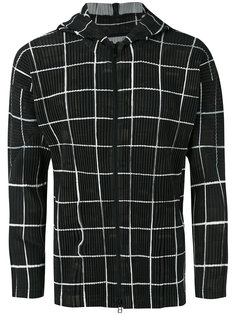 checked ribbed zipped hoodie Homme Plissé Issey Miyake