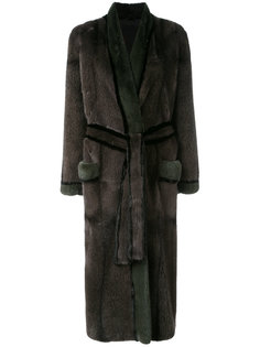 норковое пальто с поясом Liska