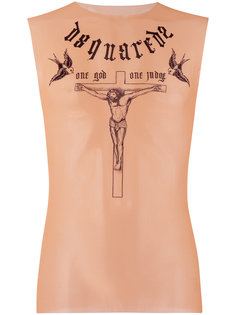 tattoo cross print tank top Dsquared2 Underwear