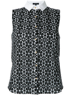 open embroidery floral sleeveless shirt Loveless