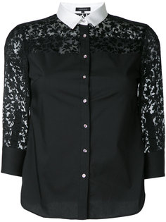 contrast collar sheer panel blouse Loveless