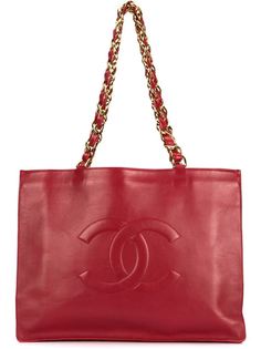 сумка-шоппер с тиснёным логотипом СС Chanel Vintage