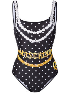 слитный купальник с цепочным принтом Moschino