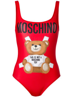 слитный купальник с принтом медведя Moschino