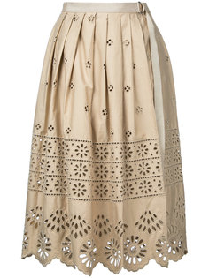 embroidered pleated skirt Sea