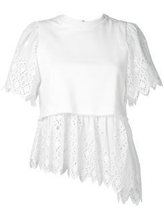 embroidered pleated top Sea