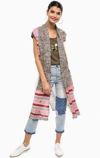 Разноцветные удлиненный жилет тонкой вязки Desigual