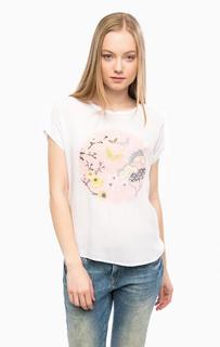 Белая футболка с вышивкой и принтом Mavi