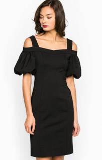 Черное платье из хлопка и полиамида с открытыми плечами Miss Sixty
