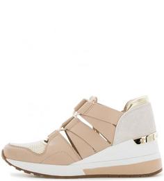 Бежевые кожаные кроссовки Michael Michael Kors