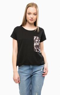 Черная футболка с разноцветным карманом Mavi