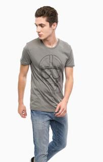 Серая хлопковая футболка Mavi