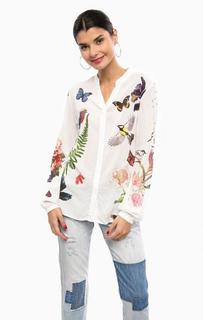 Белая блуза с цветочным принтом Desigual