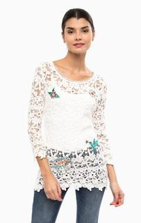 Хлопковая блуза с нашивками Desigual