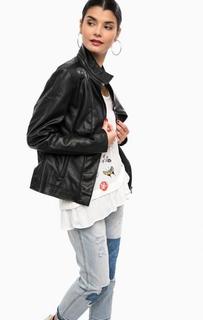 Черная куртка со съемным воротником на молнии Desigual